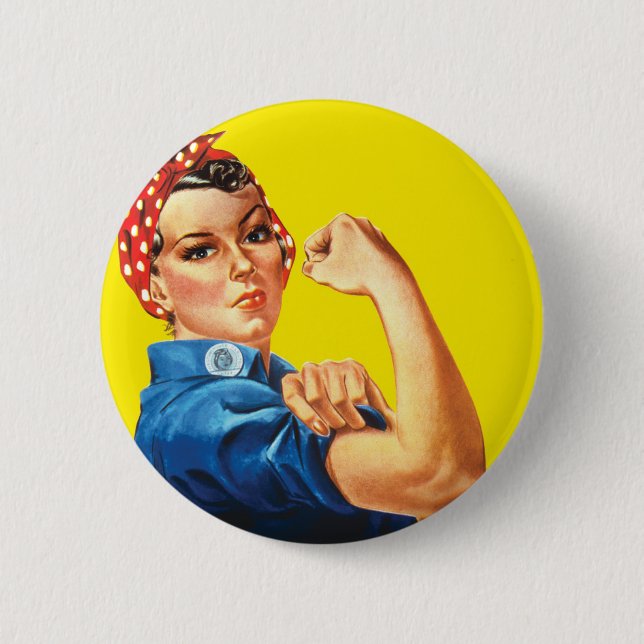 Retro Rosie the Riveter Feminist - We Can Do It 2 Inch Round Button (Front)