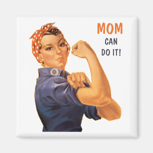 Retro Rosie the Riveter Mom Can Do It Magnet