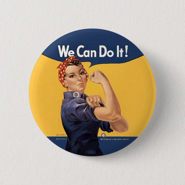 Retro Rosie We Can Do It 2 Inch Round Button (Front)