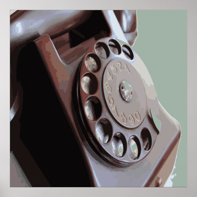 Retro Rotary Dial Phone Vintage Design Poster (Front)