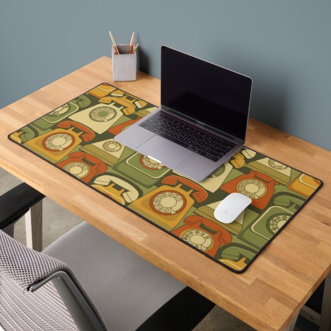 Retro Rotary Phone - 70s Communication Nostalgia Desk Mat (Office 2)