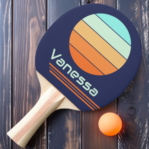 Retro Rotation Vintage Style Stripes Ping Pong Paddle