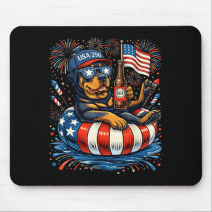 Retro Rottweiler Beer Usa 250th Anniversary 4th Of Mouse Pad