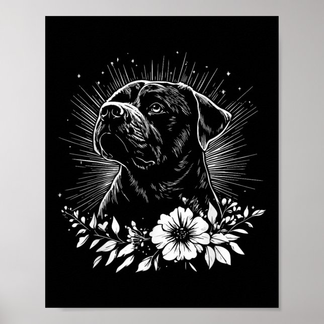 Retro Rottweiler Dog Lover Tattoo Style  Poster (Front)