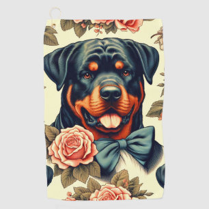 Retro Rottweiler Illustration Golf Towel