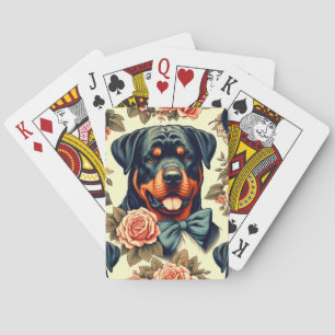 Retro Rottweiler Illustration Playing Cards
