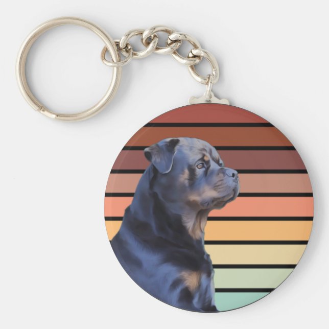 Retro Rottweiler Keychain (Front)