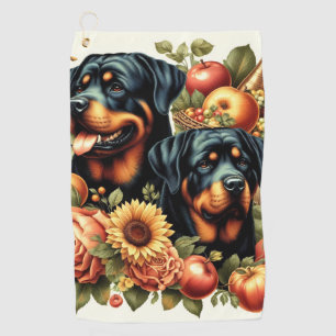 Retro Rottweiler Painting Golf Towel