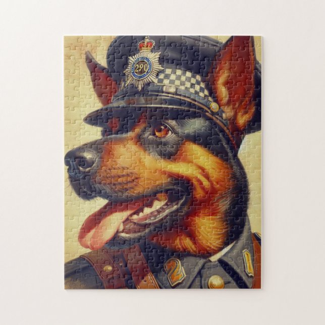 Retro Rottweiler Painting Jigsaw Puzzle (Vertical)