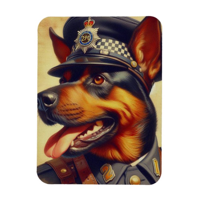 Retro Rottweiler Painting Magnet (Vertical)