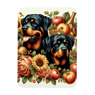 Retro Rottweiler Painting Magnet