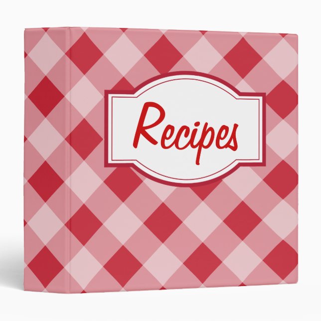 Retro Rouge En vichy Recette Organisateur Classeur (Devant/Côté)