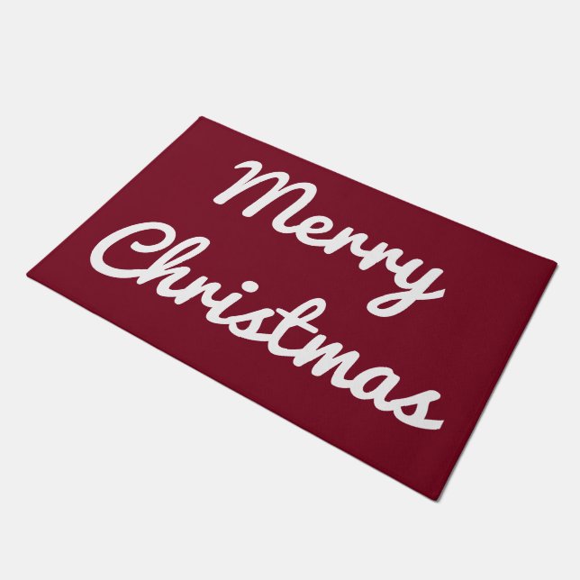 Retro Rouge Joyeux Noël Bienvenue Porte tapis (Incliné)