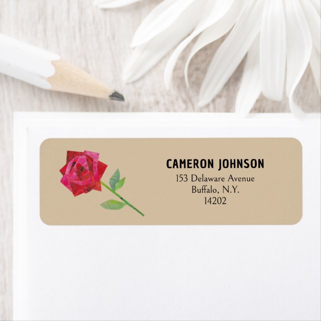 Retro Rouge Rose Kraft Taupe Romantique Adresse de (En situation)