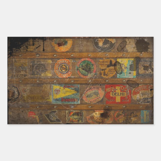 Retro Round the World Trunk Sticker (Front)