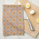 Retro Round Tiles Mexico Daisy Pattern Peach Kitchen Towel<br><div class="desc">Decorate your kitchen with this hand drawn retro round daisy tiles pattern towel. Makes a great housewarming or wedding gift! 
You can customize it and add text too.
Check my shop for lots more colours and patterns plus matching items for your home!</div>
