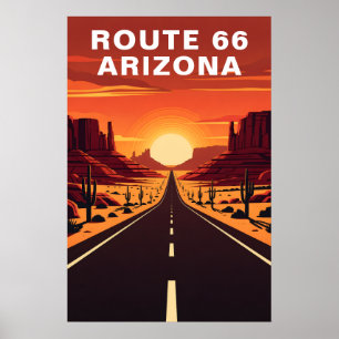 Retro Route 66 Arizona Desert Travel Poster