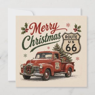 Retro Route 66 Christmas Truck Greetings Card