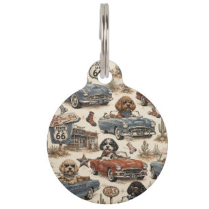 Retro Route 66 Dog Pet Tag