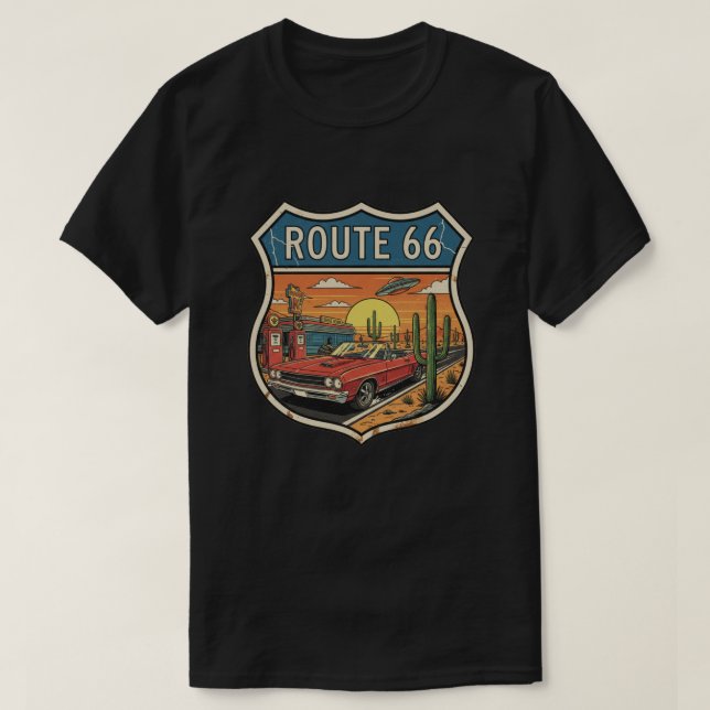 Retro Route 66 Highway T-Shirt (Design Front)