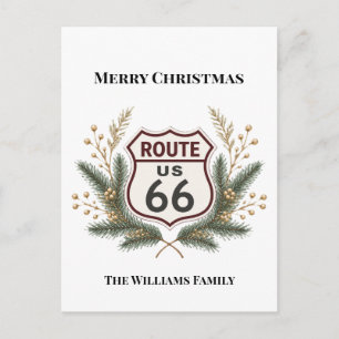 Retro Route 66 Holiday Travel Greeting Personalize Postcard