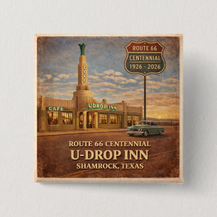 Retro Route 66 Shamrock Texas Roadside Gift 2 Inch Square Button