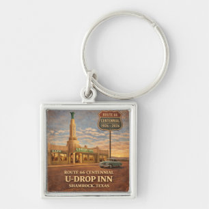 Retro Route 66 Shamrock Texas Roadside Gift Keychain