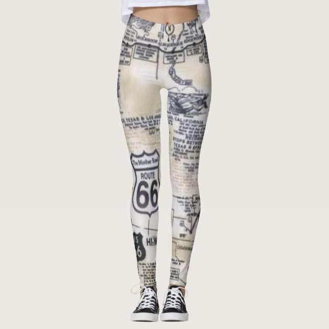 Retro Route 66 Style Leggings (Front)