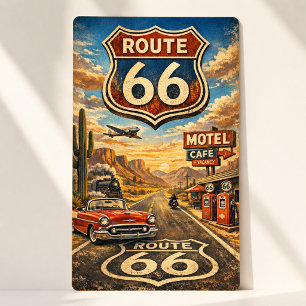 Retro Route 66 Vintage Americana Travel Badge Sticker