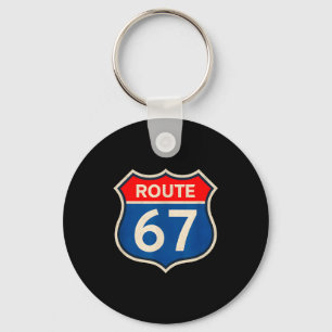 Retro Route 67 Meme Six Seven Aura Energy Number 6 Keychain
