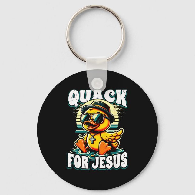 Retro Rubber Duck Christian Rubber Ducky Quacks Fo Keychain (Front)