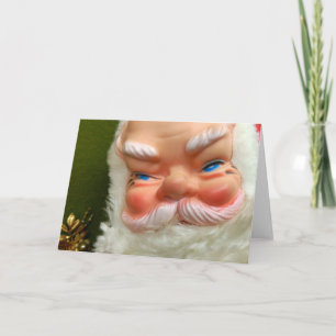 Retro Rubber-Faced Santa Holiday Card