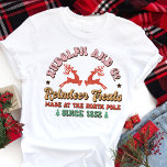 Retro Rudolph and Co. Reindeer Treats Christmas Tri-Blend Shirt<br><div class="desc">Add some festive fun to your holiday wardrobe with this retro-inspired "Rudolph and Co. Reindeer Treats" shirt. Featuring playful reindeer and vintage-style lettering, this design brings a charming, nostalgic vibe to your Christmas celebrations. The humourous and whimsical touch makes it perfect for holiday parties, family gatherings, or cozy winter days....</div>