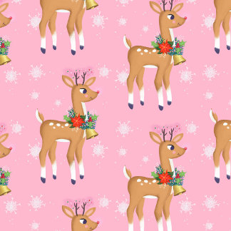 Retro Rudolph Reindeer in Pink Wrapping Paper