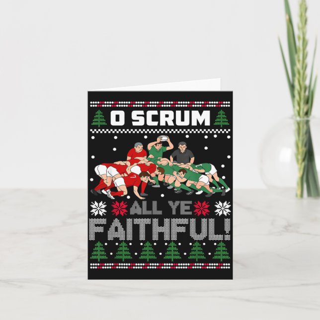 Retro Rugby O Scrum All Ye Faithful Ugly Merry Chr Card (Front)