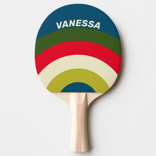 Retro Rugby Rising Stripe with Name Ping Pong Paddle (Front)