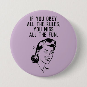 Retro Rule Breaker Woman Button