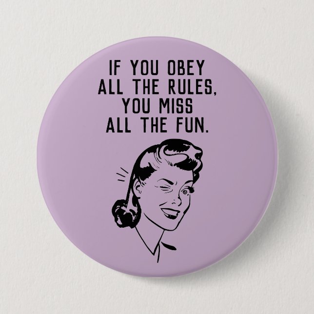 Retro Rule Breaker Woman Button (Front)