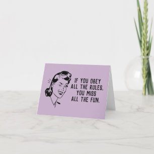 Retro Rule Breaker Woman Card