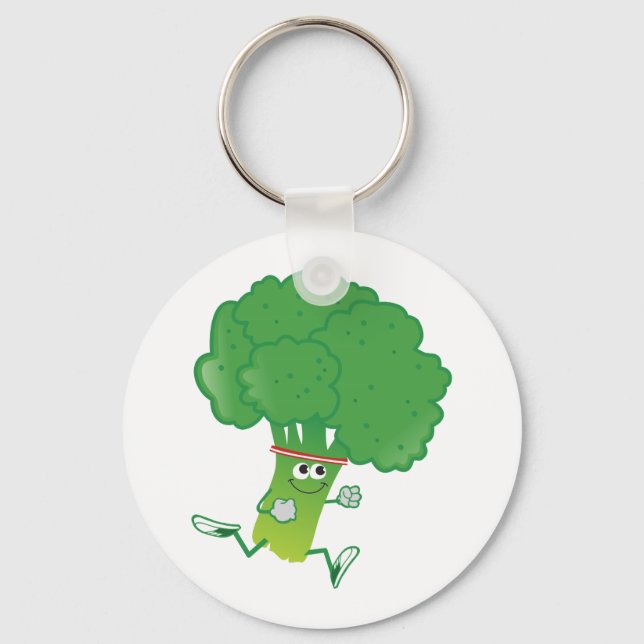 Retro Running Broccoli Keychain (Front)