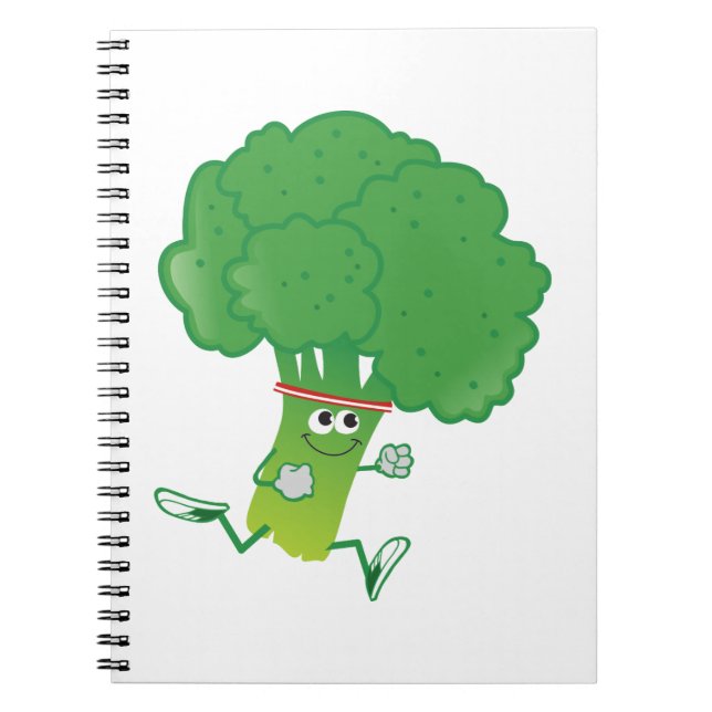 Retro Running Broccoli Notebook (Front)
