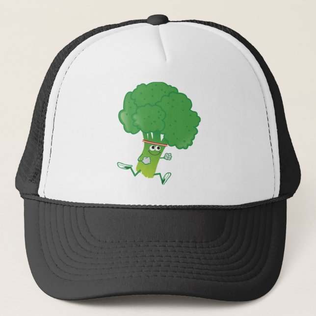 Retro Running Broccoli Trucker Hat (Front)