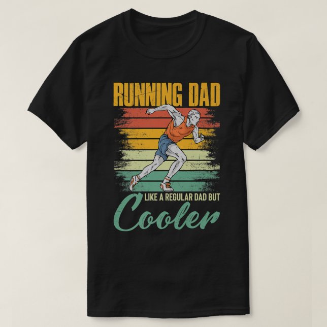 Retro Running Dad Like A Regular Dad But Cooler Fa T-Shirt (Design Front)