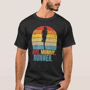 Retro Running Wife Mommy Runner T-Shirt