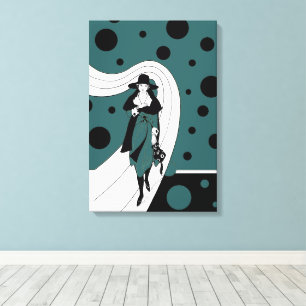 Retro Runway Model, Vintage Art Deco Fashion Canvas Print