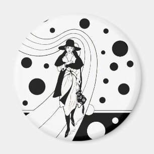 Retro Runway Model, Vintage Art Deco Fashion Magnet