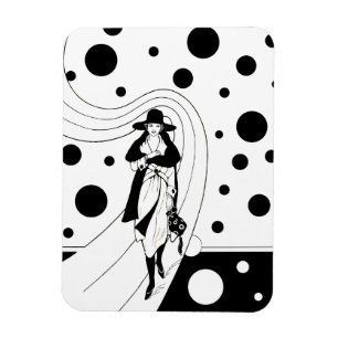 Retro Runway Model, Vintage Art Deco Fashion Magnet