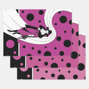 Retro Runway Model, Vintage Art Deco Fashion Wrapping Paper Sheet