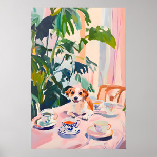 Retro Russell Terrier Poster, Russell Terrier Oil Poster