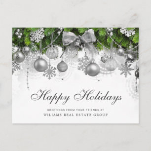 Retro Rustic Christmas Ornament Corporate Greeting Postcard